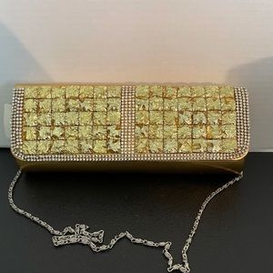 Gold rhinestone clutch